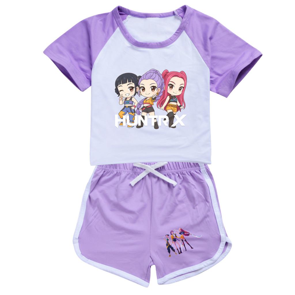 5015 Kids Girls POP Rumi Zoey Mira Print T-shirt Shorts Sport Tracksuit Clothes Set