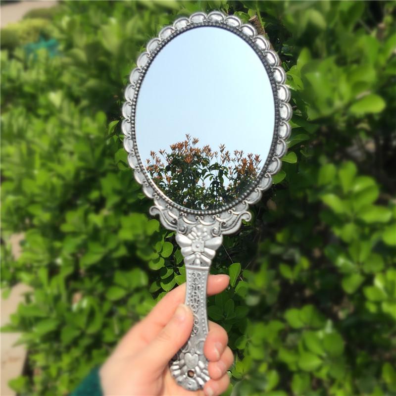 Винтажное резное ручное косметическое зеркало для макияжа, ручное зеркало с ручкой, косметическое компактное зеркало