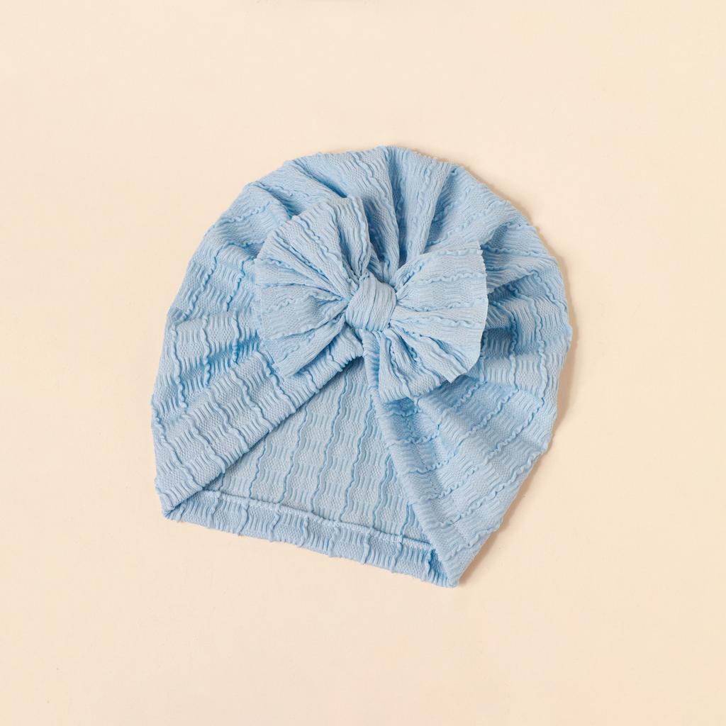 INS Style Baby Kids Headwear with Bow - Stretchy Elastic Newborn Jacquard Bonnet Hat Infant Turban Cap for Girls Boys 0-2 Years Old