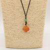 Cord Necklace Gemstone Pendant – Red Jade Clover