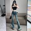 Women's Retro Micro Flare Jeans - High Waist Elastic Patchwork Pants for Fall/Winter
