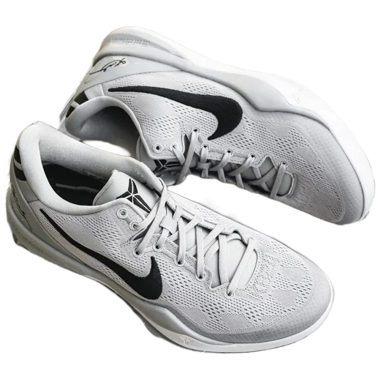 Nike Кроссовки для баскетбола Kobe 8, износостойкие, дышащие, низкие, мужские, серый/черный, HM6469-001