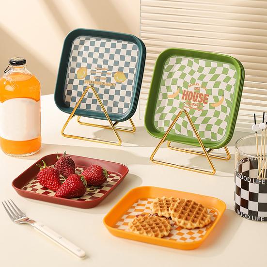 Reusable Easy To Clean Bone Dish BPA Free Stackable Storage Fruit Pattern Plastic Snack Tray