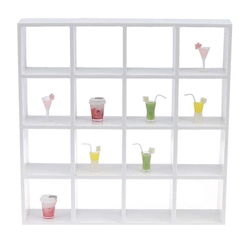 1шт 1: 12 деревянных стеллажей для хранения миниатюрных кукольных домиков 16 сетчатых полок для декора кукольного домика