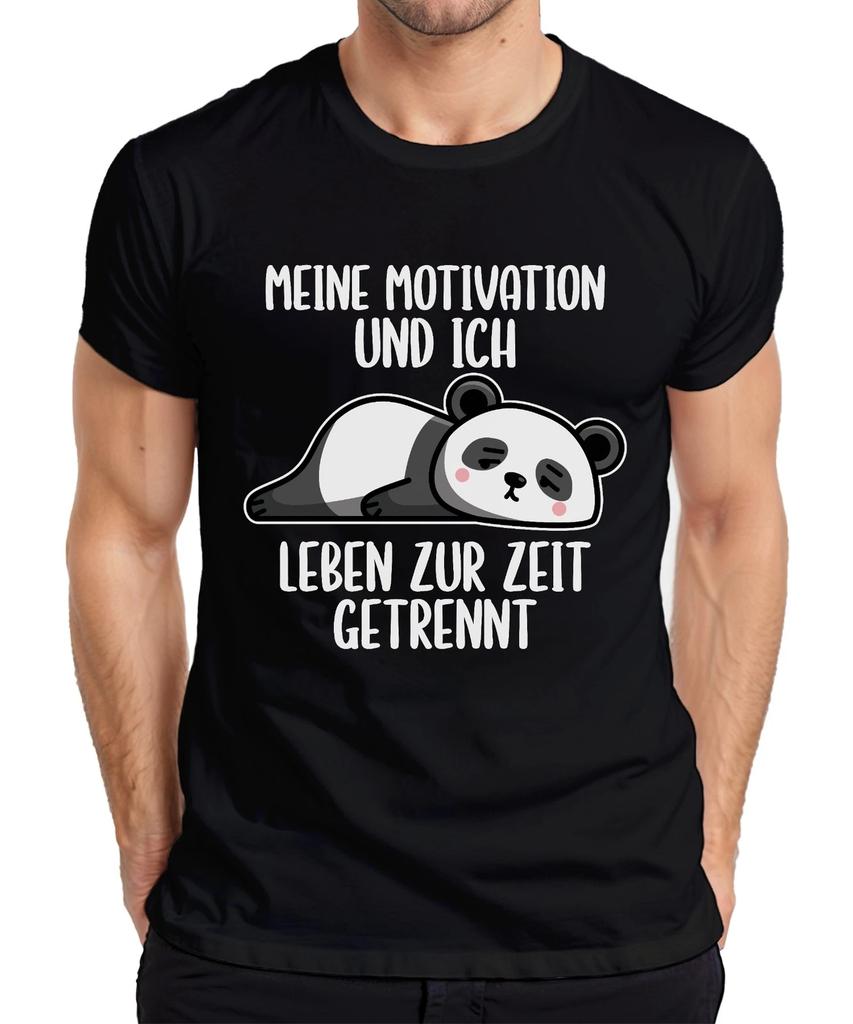 Motivation And I Live Separately Panda Lazy Funny Statement Mens T-Shirt-