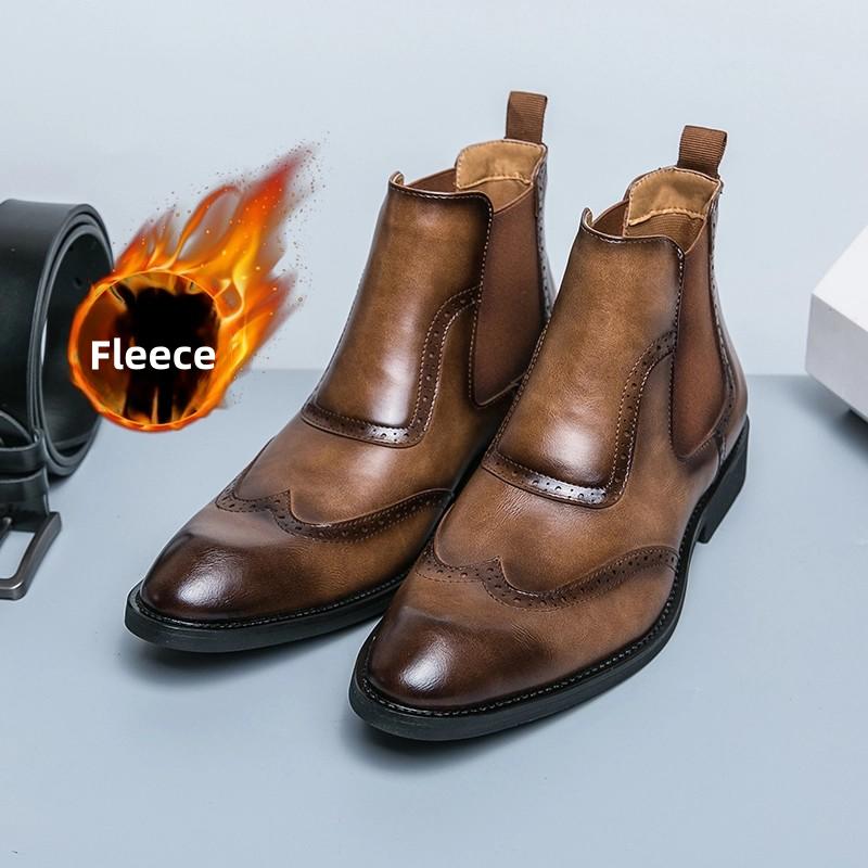 Ботинки Мужские Повседневные Удобные Модные Ботинки на Блочном Каблуке Мужские Деловые Офисные Брендовые Ботинки Челси Черные Коричневые Размер 38-45 Мужские Ботинки