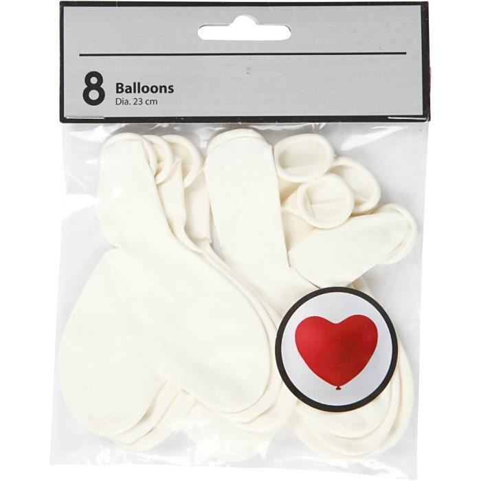 Ballon - HAPPY MOMENT - Coeur - Caoutchouc naturel - Blanc - Hélium