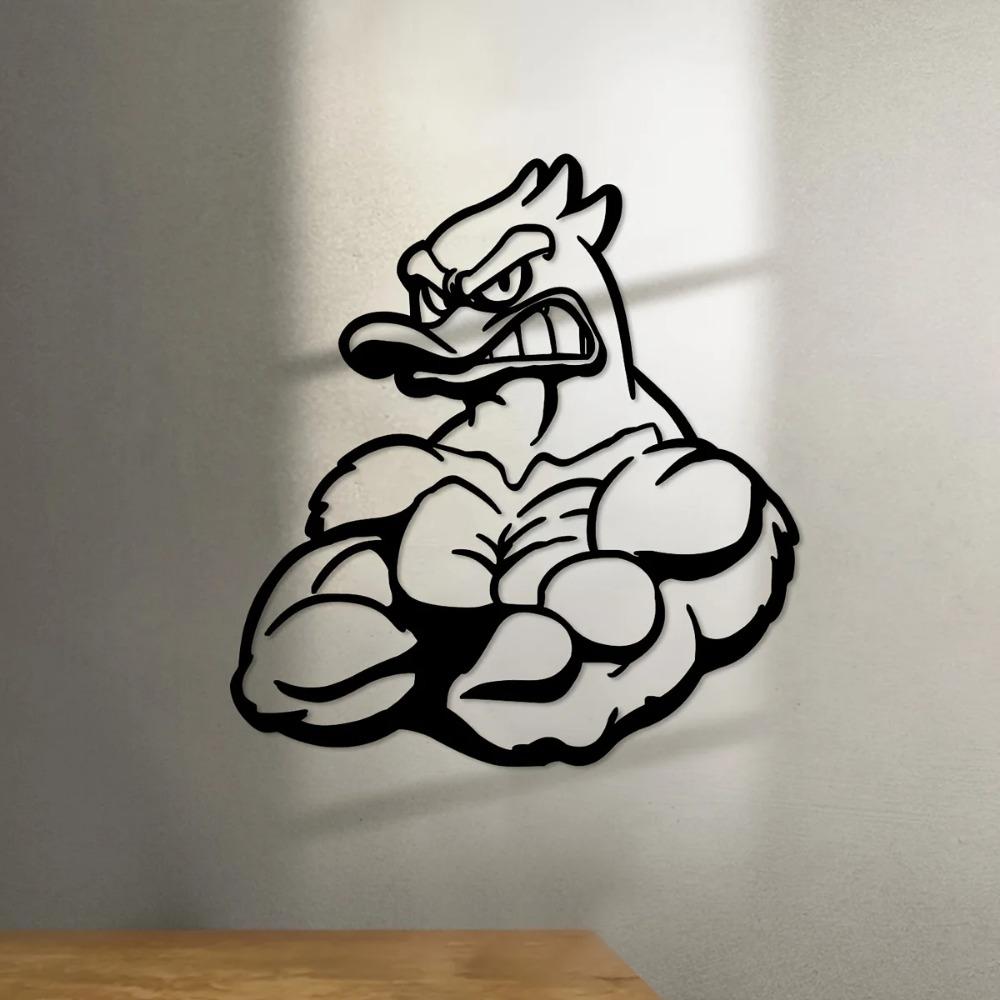 Creative Muscle Duck Iron Crafts - Unique Indoor Decoration for Living Room and Hallway, Stylish Outdoor Wall Décor
