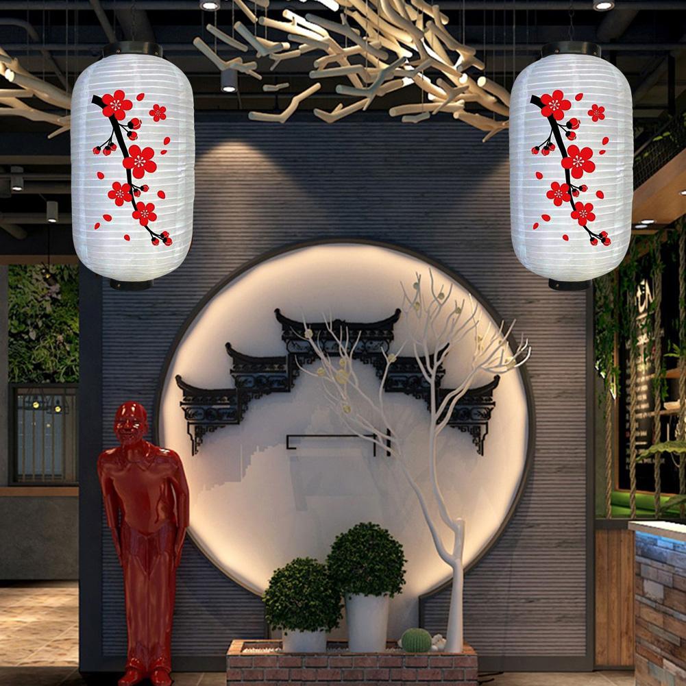 45cm Traditional Japanese Style Hanging Lantern Long Shaped Cloth DIY Restaurant Lantern Plum Blossom Wedding Party Decor Lamp