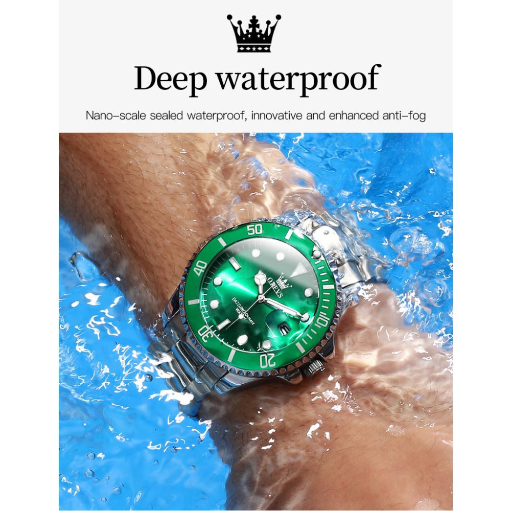OLEVS Мужские часы Женские часы Зеленая вода Призрак Кварцевые часы Водонепроницаемые часы для пар