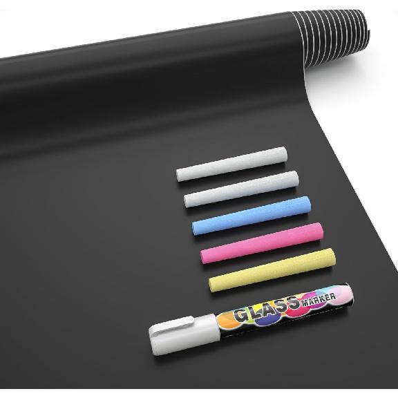 Nicpro 2 рулона самоклеящейся пленки-доски, 17,7" x 78,7" (6,5 футов) Самоклеящиеся виниловые обои-доска для рисования мелом, наклейка на стену из меловой бумаги с 2
