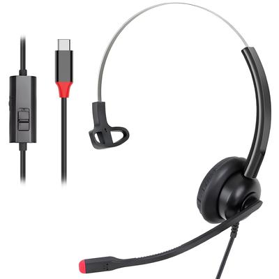 Гарнитура Callez с проводным микрофоном PC Type C Noise One Online Volume Mute Type C, совместимая с Mac, для левого и правого легкого микрофона USB-C,