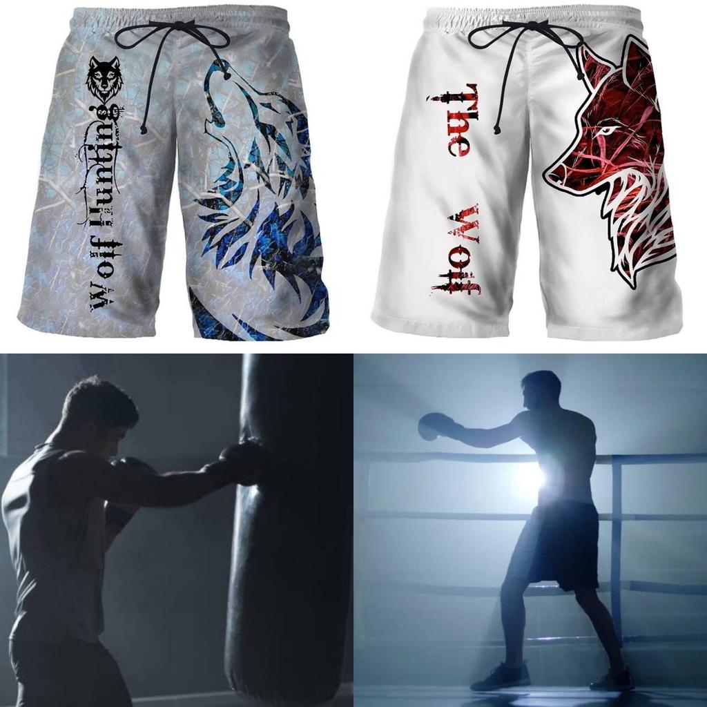 Wolf Boxing Shorts Pants 3D Print Fighting Training Unisex Men Women Quick Dry Fitness Gym Sport Workout Casual Streetwear