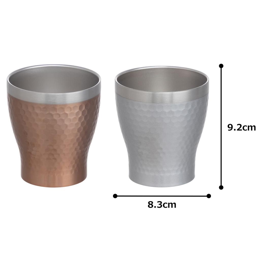 Maebata Luxe Pair of Rock Silver 29828 Cups, & Bronze, 290ml,