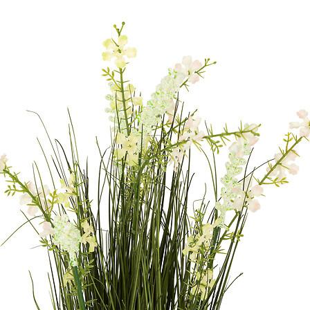 A Bouquet Of Artificial Wild Flowers, White With Green Stems