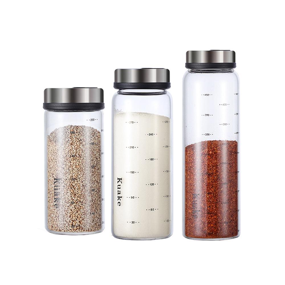 Lid Glass Seasoning Can Salt Sesame Storage Tank Solid Condiment Seal Jar Pepper Spice Shaker