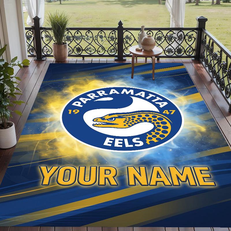 Custom Text Printed Rug Parramatta Eels Non Slip Floor Carpet For Home Room Decor