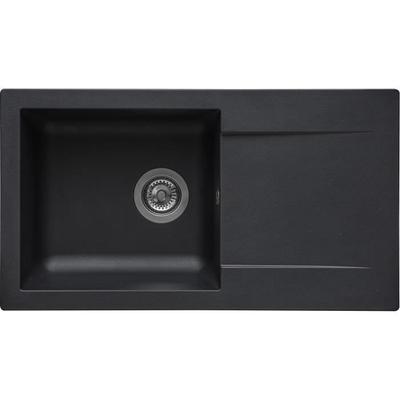 ЭИННА Встраиваемая мойка, цвет GLITTER BLACK SMC - 06, 1 чаша, тусклая. 78*43,5 см, ручное опорожнение