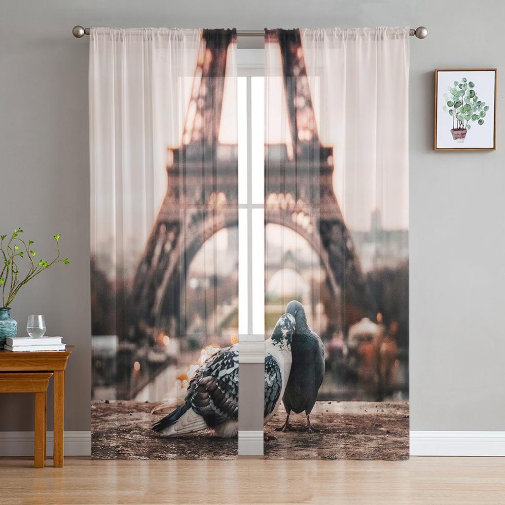 Париж Терраса Цветочная Мечта Шторы Для Гостиной Роскошные Тюлевые Шторы Для Детской Спальни Кухня Комната Современный Стиль Прозрачные Шторы