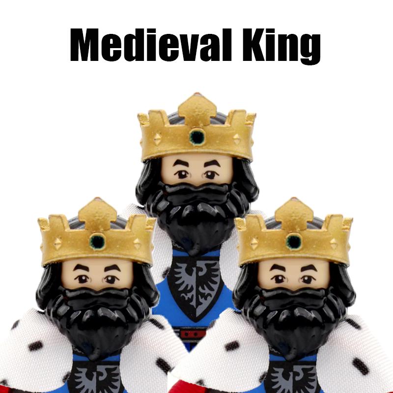 MOC Средневековый Король Строительные Блоки Армия Замок Ворон Красный Лев Черный Орел Рыцарь Фигурки Солдат Мечи Щит Оружие Кирпичики Игрушки