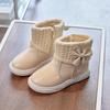 Модные флисовые зимние сапоги-дутики для девочек, милые детские хлопковые сапоги
