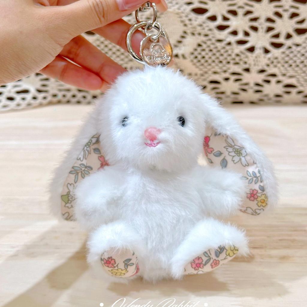 Plush Keychain Rabbit With Sitting Posture And Floral Design For Gift Bag