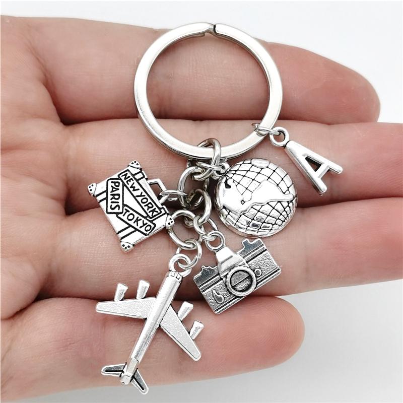 26 Букв Самолет Брелок Подвеска Самолет Брелок Земля Камера Шарм Брелок Лучшие Друзья Путешествия Ювелирные Изделия Подарки