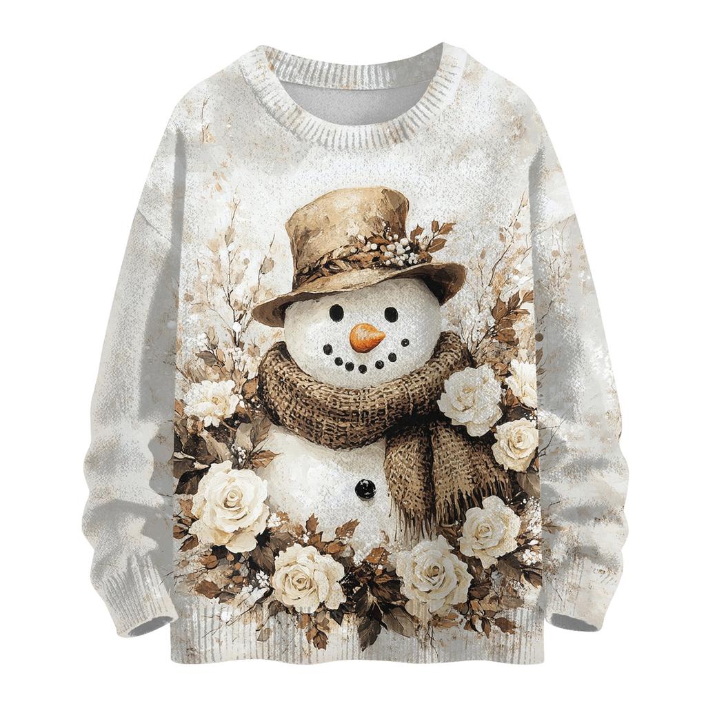 Women's Casual Long Sleeve Woolen Christmas Sweatshirt Fall  Vacation Long Sleeve Pullover