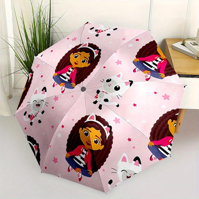 Girl,Cat Automatic Folding Umbrella 8 Ribs Lightweight Design, Durable Iron Frame, Compact and Portable, Ideal Birthday or Christmas Gift,