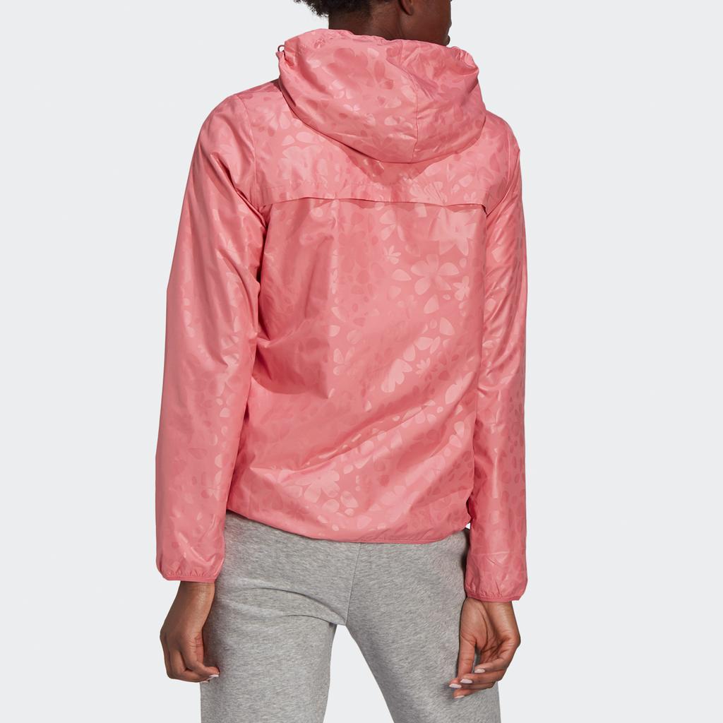 Adidas Приталенная куртка с капюшоном с цветочным принтом, женская верхняя одежда, пурпурный GQ0617