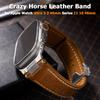 Ремешок из натуральной кожи для Apple Watch Ultra 3 2 49 мм Серии 11 10 46 мм Кожаный ремешок Crazy Horse для Iwatch 9 8 7 6 Se3 45 мм 44 мм
