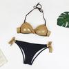 2Pcs/Set Backless Swimsuit Tie Belt Push Cross Bikini Up Front Set for Beach