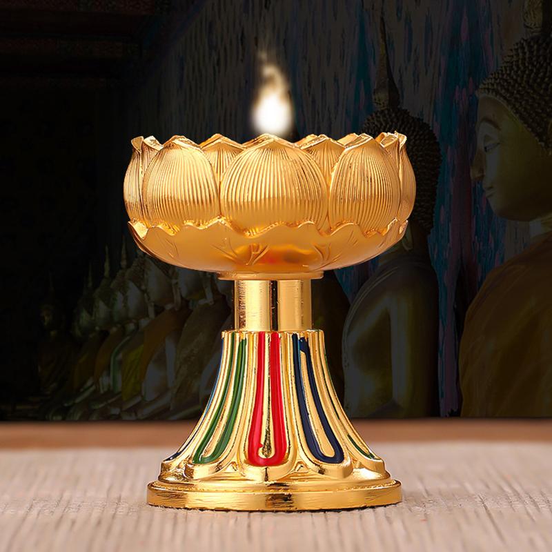 1 шт. Подсвечник для медитации, прочный, буддийские принадлежности, настольное украшение, масляная лампа, подсвечник для лампы из сплава и масла гхи, для гостиной