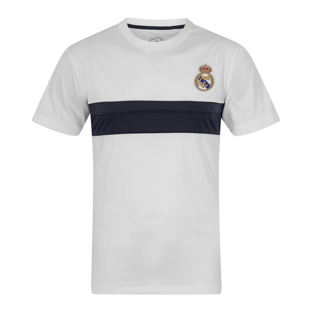 Real Madrid CF Mens Contrast Striped Polyester T-Shirt