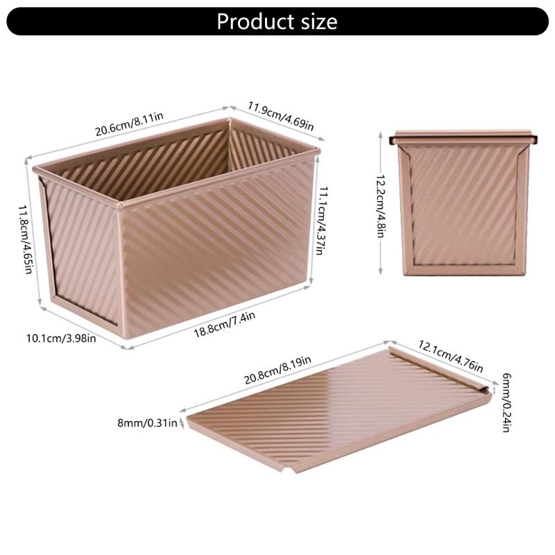 Pullman Loaf Pans with Lid for Homemade Bread Nonstick Corrugated Carbon Steel Bread Toast Box with Cover for Bakeware