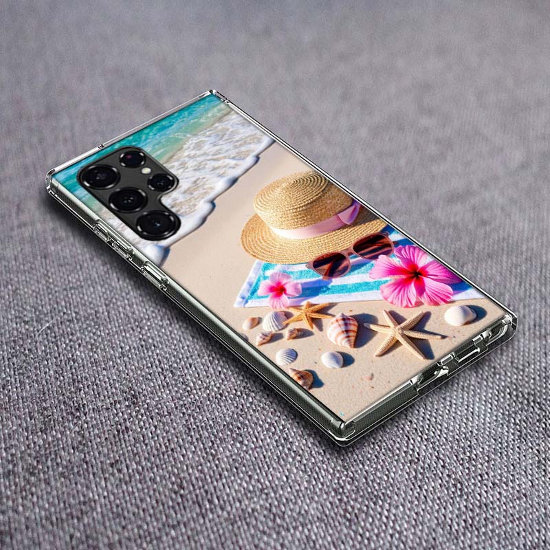 Summer Vibe Sea, Beach, Sand Phone Case For Samsung Galaxy S24 S23 S21 S20 FE S22 S26 Ultra S25 Edge S10 Plus Cover Clear TPU Ca
