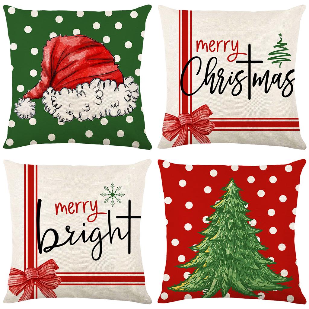 Christmas Pillow Cover Festive Festive Polyester Printed Home Living Room Sofa Pillow Cover Christmas Tree Cushion