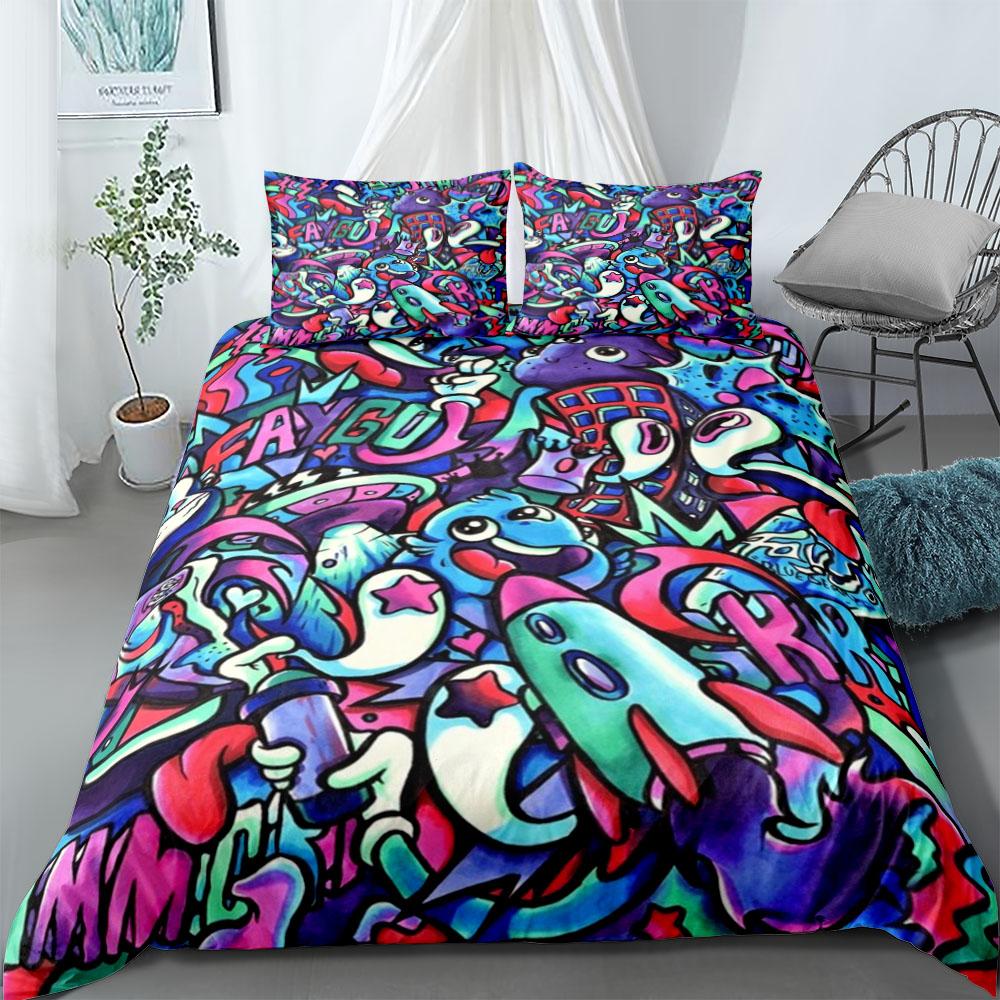 Comforter 1980S Hiphop Retro Cartoon Eu Single Double King Us Twin Full Queen Size Bedclothes