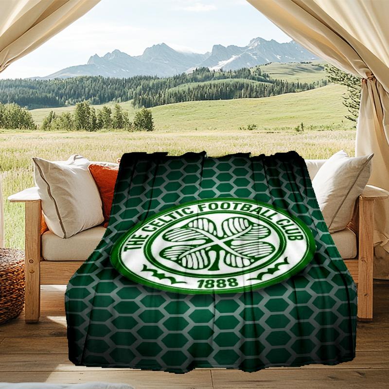 1PC Celtic Football Club Crest Printed Soft Flannel Blanket Throw for Adult Bedroom Living Room Sofa Camping Travel Fan gifts Christmas Gifts