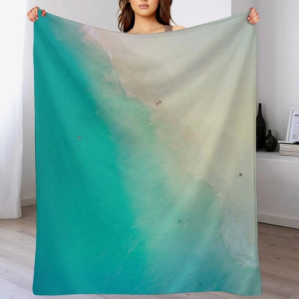 Turquoise Beach Throw Blanket Warm Accent Blanket for Living Room Decoration