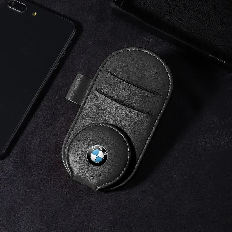 For BMW Leather Car Glasses Clip Sun Visor Multi-function Sunglasses Clip Car Styling For BMW M Performance M3 M5 M6 F20 F10 F13