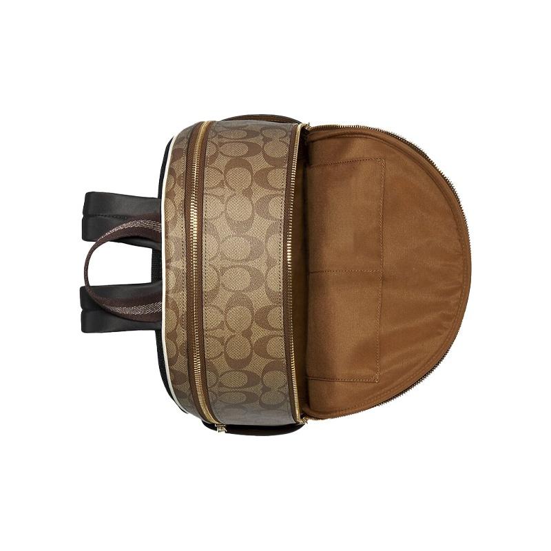 Coach 32 Color Block Leather And PVC Backpack Large Women backpacks White Brown 6495-IMDJ8