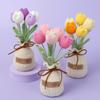 2025 Tulips Crochet Flowers with Kintted Potted Kinttted Sunflower Pot Desk Accessories Handwoven Plant Pot Home Decor Gift