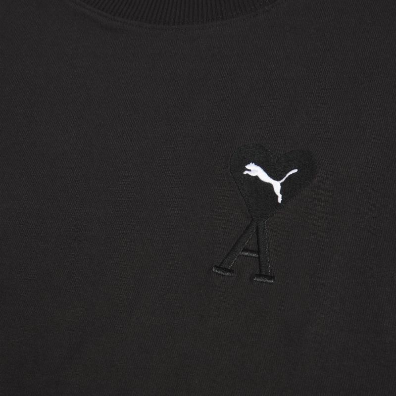 Puma X Amiparis Love Love Heart Logo Logo Short Crop Tee Women Tops Black 534073-01