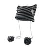 Fashion Striped Star Devil Hat Autumn Winter Women's Hats Crochet Cute Cat Ears Pointed Pullover Knitted Beanie Hat