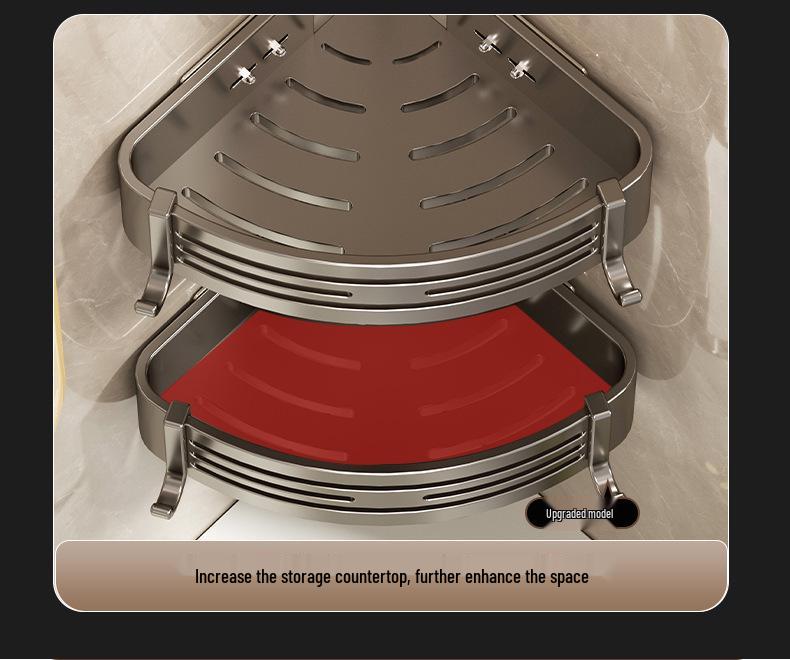 Gunmetal Punch-Free Space Aluminum Corner Bathroom Shelf