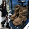 Short Boots Women's New Brown Boots Autumn and Winter Pile Boots Thick-soled Pants Boots Black Martin Boots Women's