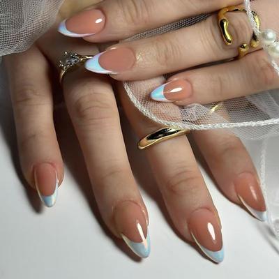 Накладные ногти, однотонные, французские, съемные, простые, 30 штук