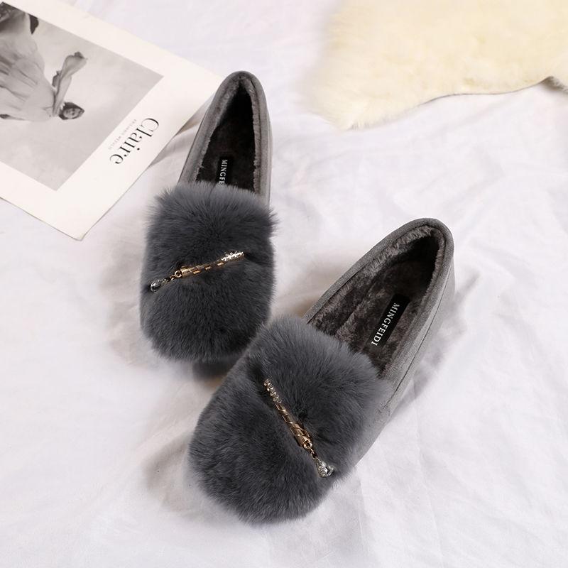 Женская шерстяная обувь осенью и зимой. Плюшевая женская обувь. Туфли на плоской подошве. Детская обувь для беременных. Плюшевая обувь из плотного хлопка.