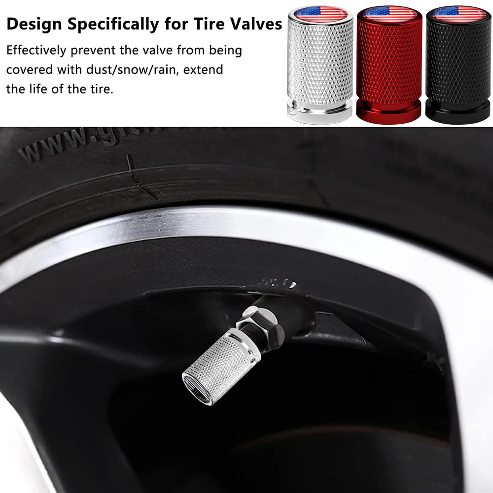 4Pcs America National Flag Car Valve Stem Caps, Universal Tire Valve Stem Caps for Cars, SUVs, Bike, Bicycle, Trucks,Motorcycles
